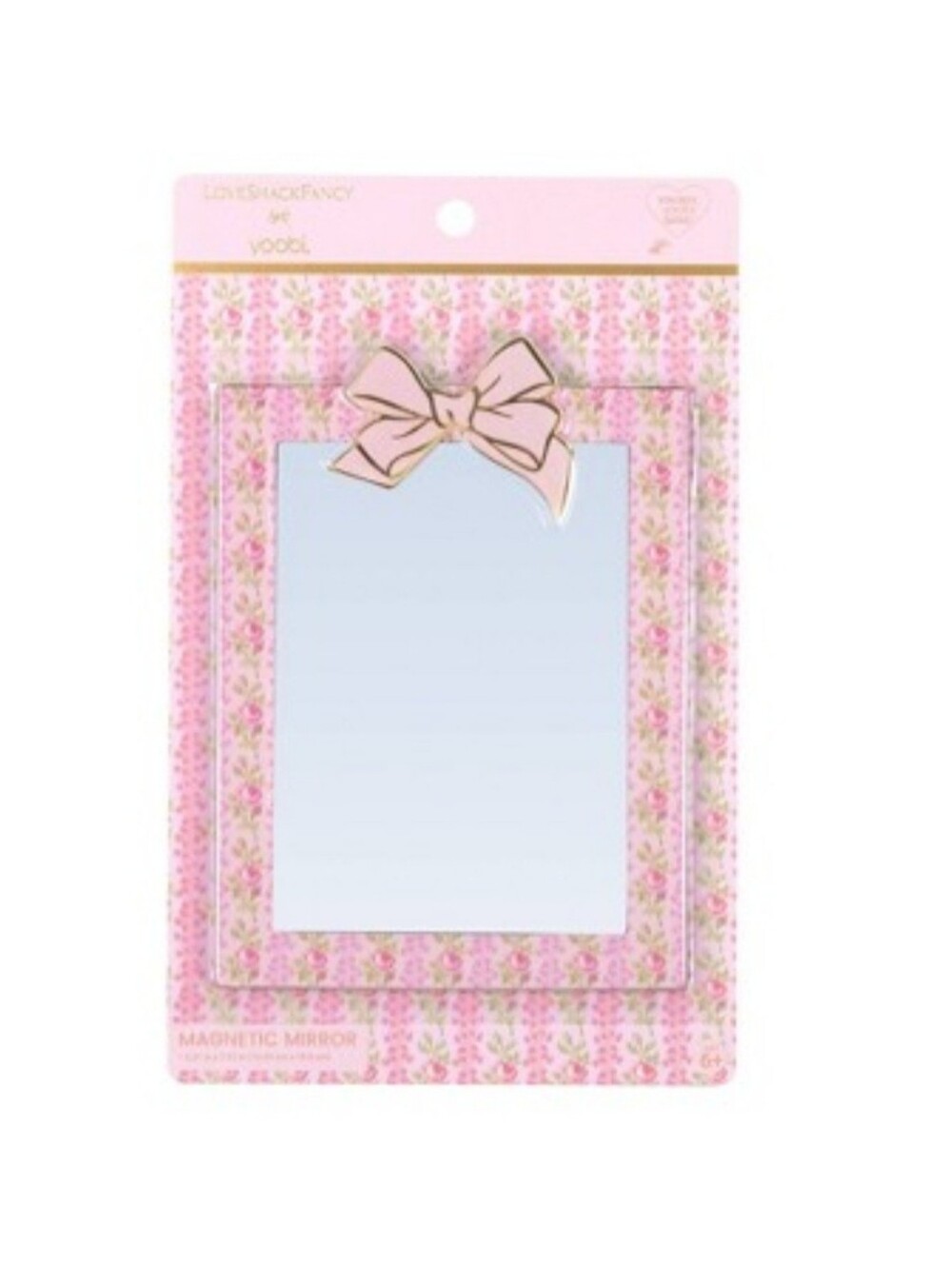 NWT LoveShackFancy Yoobi Target Magnetic Locker Mirror Pink Floral Bow Coquette